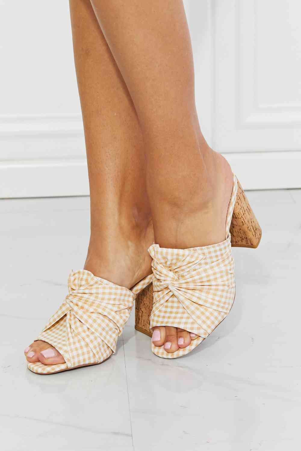 Freshly Picked Twist Peep Toe Block Heel Mule