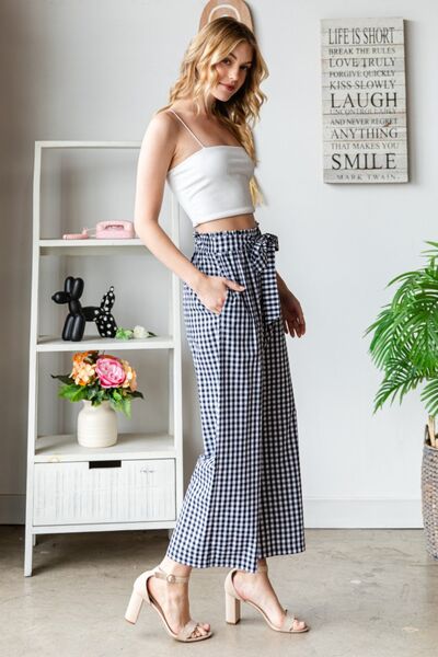 High Waist Tied Wide Leg Pants