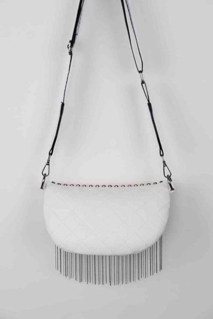 Leather Studded Sling Bag with Fringes