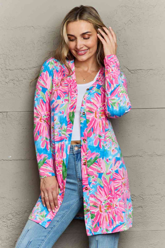 My Bright Ideas Floral Open Front Long Sleeve Cardigan