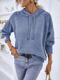 My Comfort Zone Texture Drawstring Long Sleeve Hooded Sweater