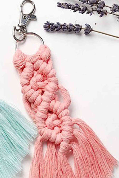 Assorted 4-Pack Macrame Fringe Keychain