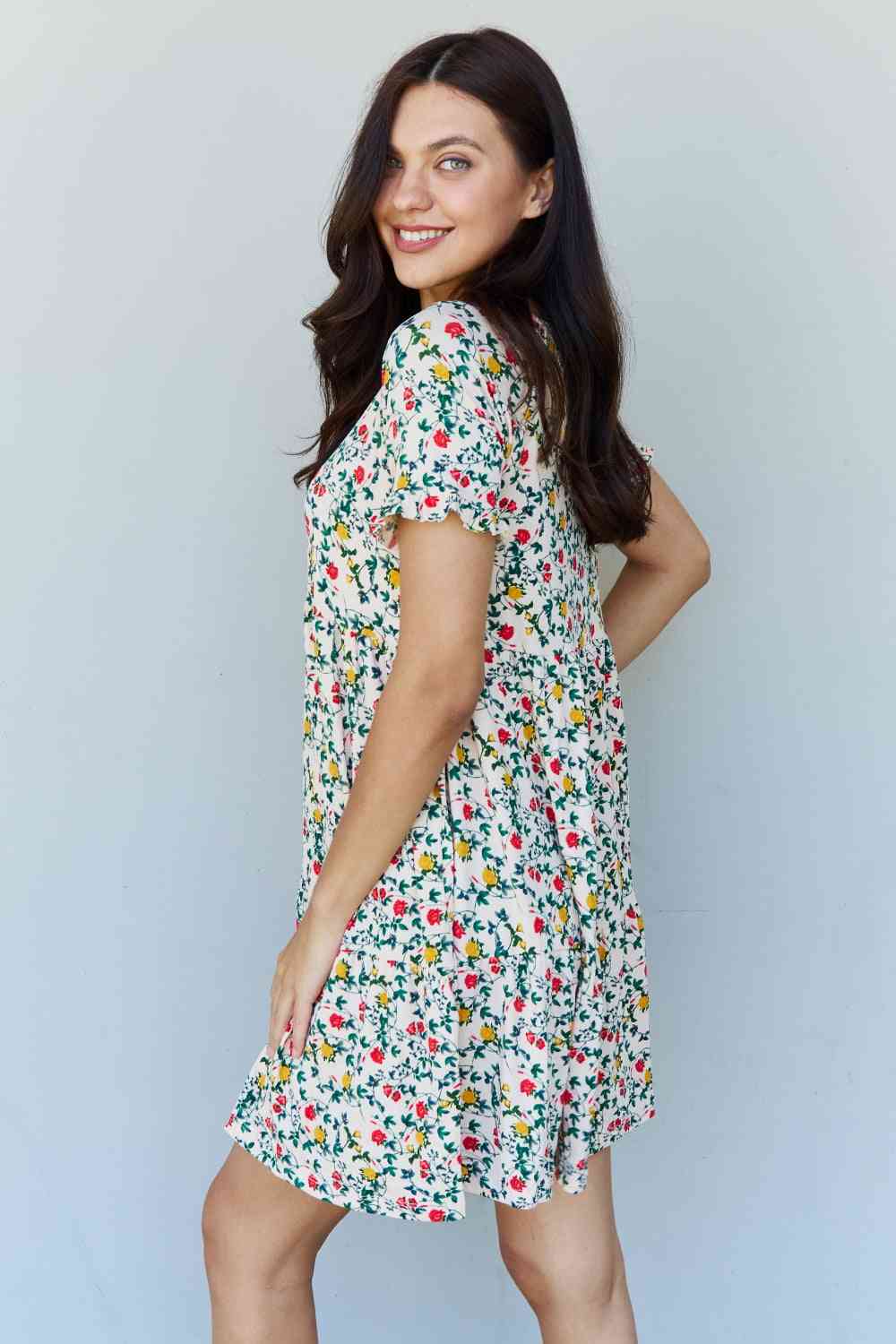 Follow Me V-Neck Ruffle Sleeve Floral Dress