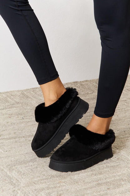 Furry Chunky Platform Ankle Boots