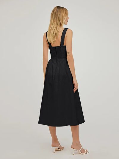 Glimpse of an Angel Square Neck Wide Strap Midi Dress