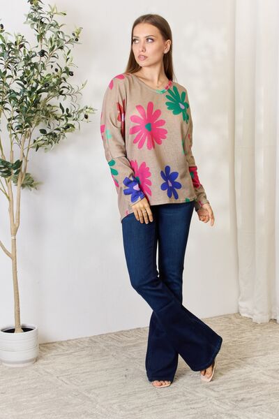 Floral V-Neck Long Sleeve Top