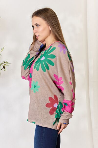 Floral V-Neck Long Sleeve Top