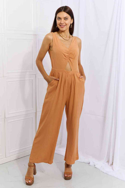 Feels Right Cut Out Detail Wide Leg Jumpsuit in Sherbet