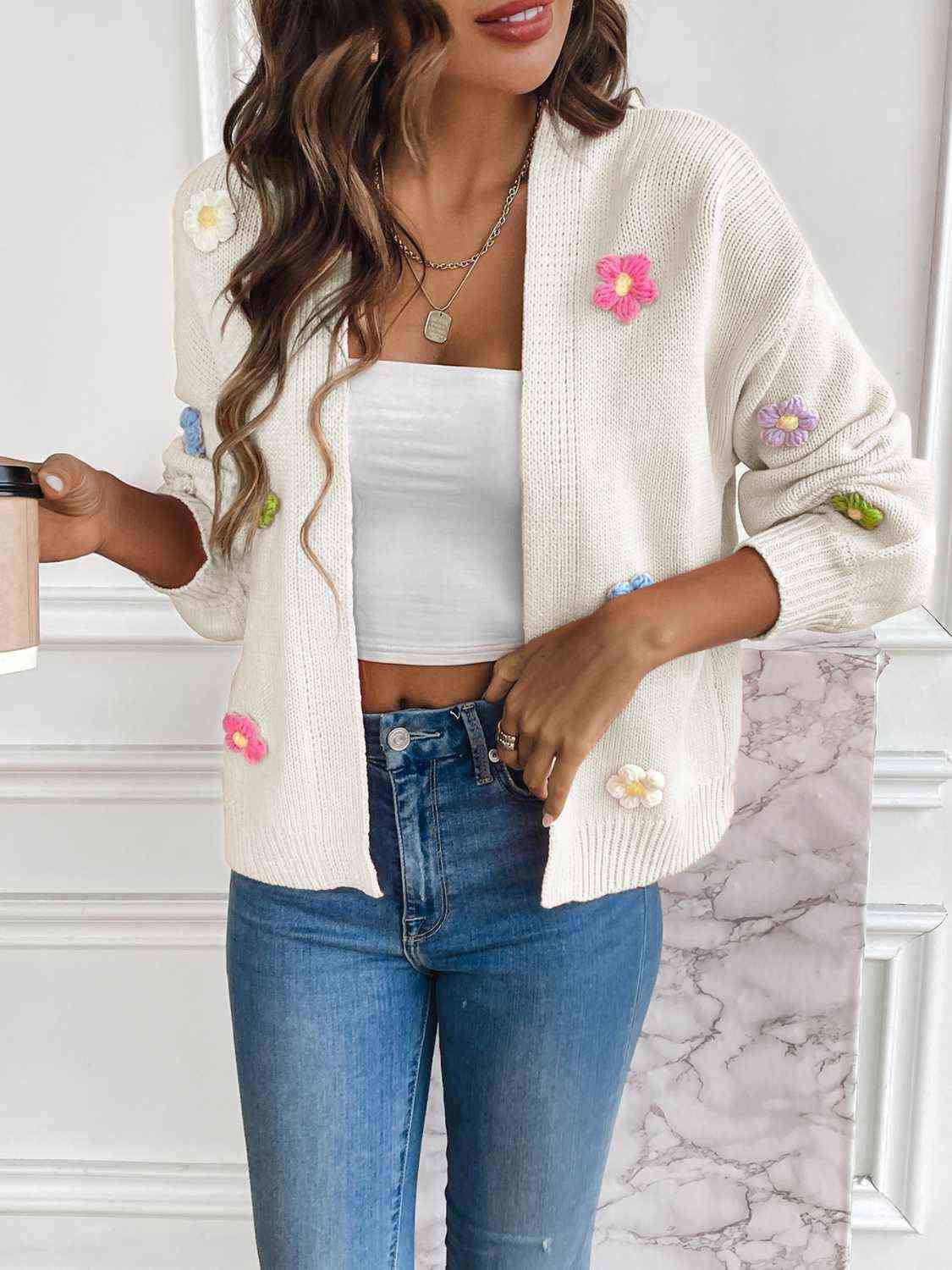 Floral In Bloom Long Sleeve Open Front Cardigan