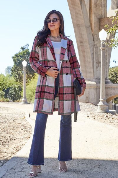 Seeking You Plaid Button Up Lapel Collar Coat