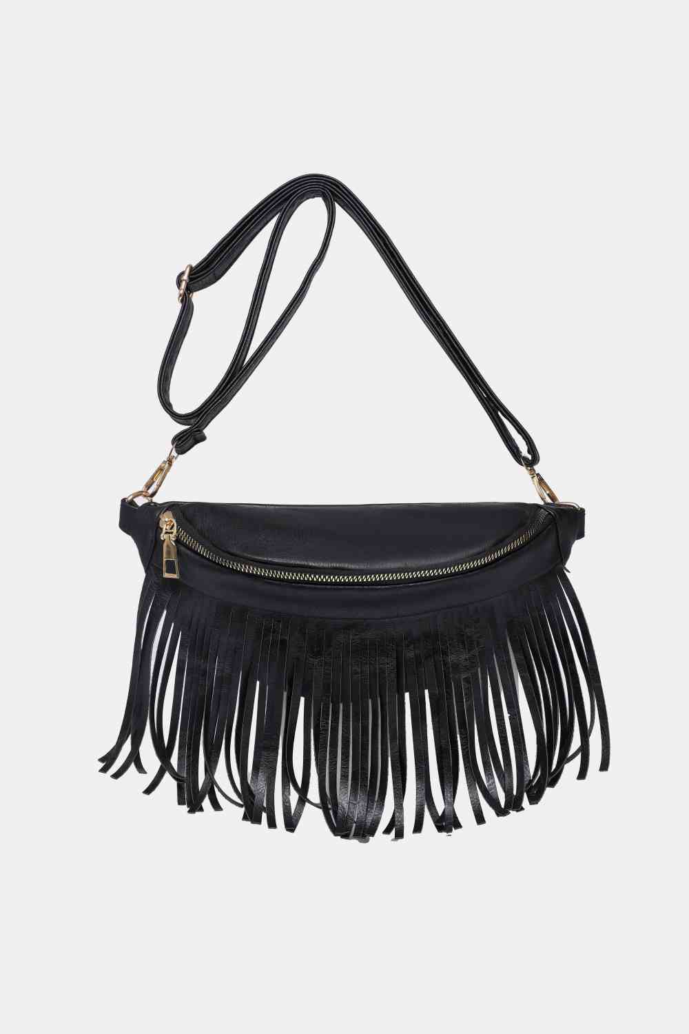 Fringed PU Leather Sling Bag