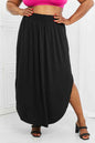 Zenana It's My Time Side Scoop Scrunch Skirt in Black