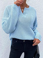 Right Time Notched Long Sleeve Sweater