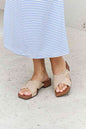 Square Toe Cross Strap Buckle Clog Sandal in Sand