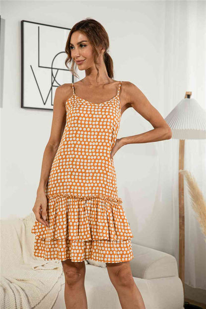 Polka Dot Hammock Ruffle Hem Dress