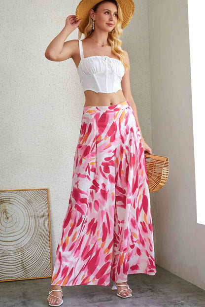 Printed High Waist Wide Leg Pants