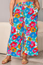 Floral Drawstring Wide Leg Pants with Pockets