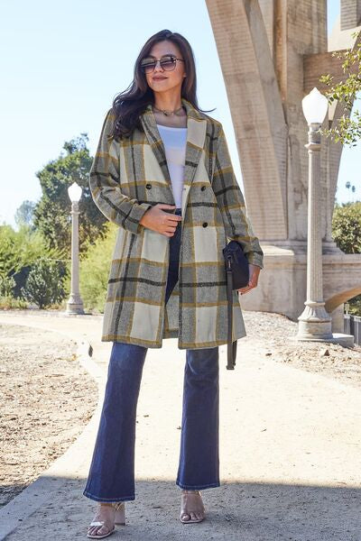 Seeking You Plaid Button Up Lapel Collar Coat