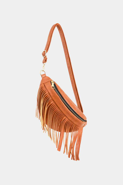 Fringed PU Leather Sling Bag