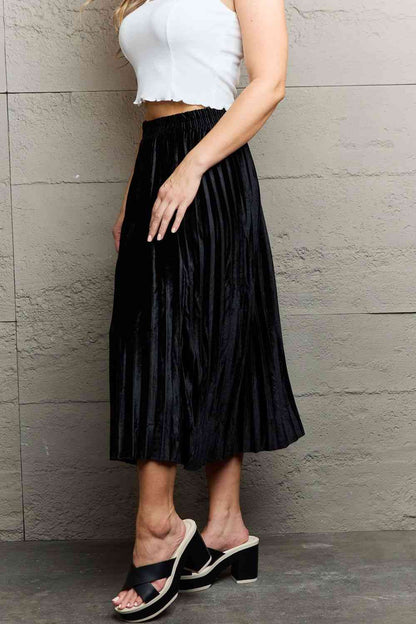 Pleated Flowy Midi Skirt