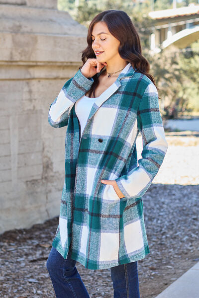 Seeking You Plaid Button Up Lapel Collar Coat