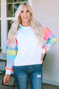 I Told You Sequin Round Neck Color Block  Sleeve Sweatshirt