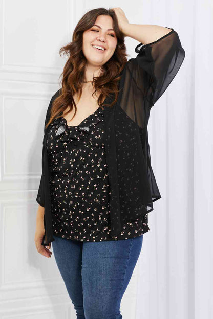 Just Breathe Chiffon Kimono in Black