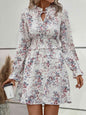 Back Again Floral Tie Neck Smocked Waist Dress