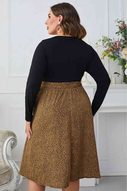 Leopard Long Sleeve Round Neck Dress