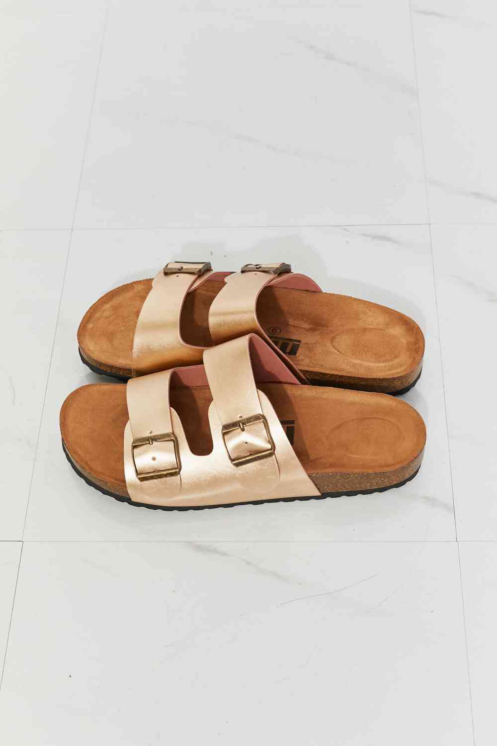 Best Life Double-Banded Slide Sandal in Gold