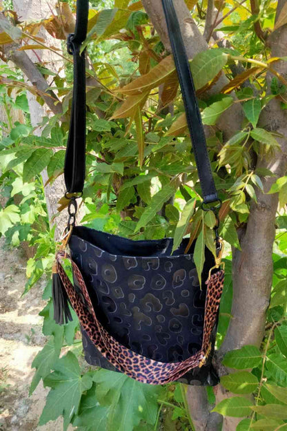 Leather Shoulder Bag with Tassel