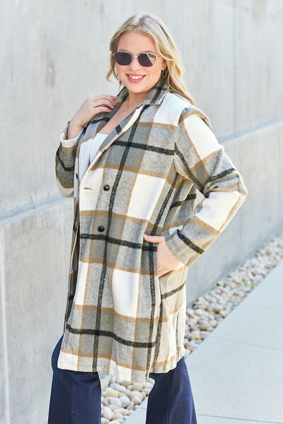 Seeking You Plaid Button Up Lapel Collar Coat