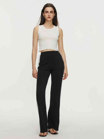 Contrast Slit Long Pants