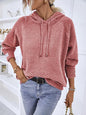 My Comfort Zone Texture Drawstring Long Sleeve Hooded Sweater