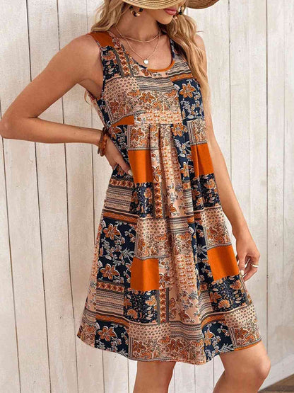 Printed Sleeveless Mini Dress