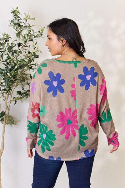 Floral V-Neck Long Sleeve Top