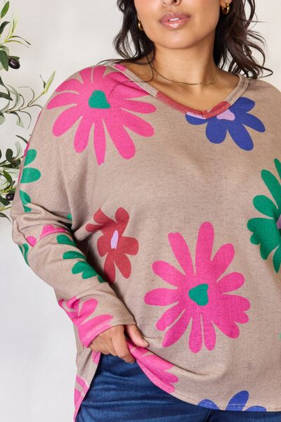 Floral V-Neck Long Sleeve Top