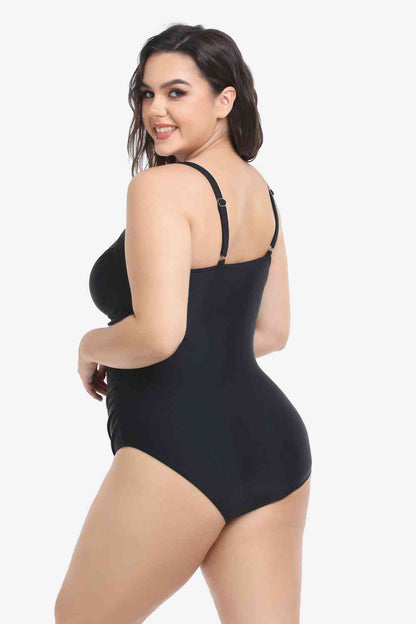 Sleeveless Plunge One-Piece Swimsuit