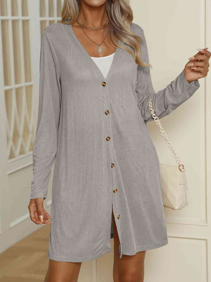 V-Neck Button Up Long Sleeve Cardigan