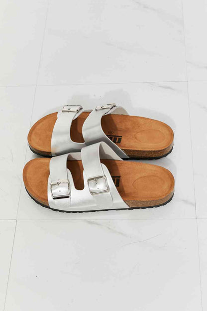 Best Life Double-Banded Slide Sandal in Silver