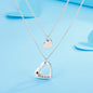 Stainless Steel Cutout Heart Double-Layered Necklace