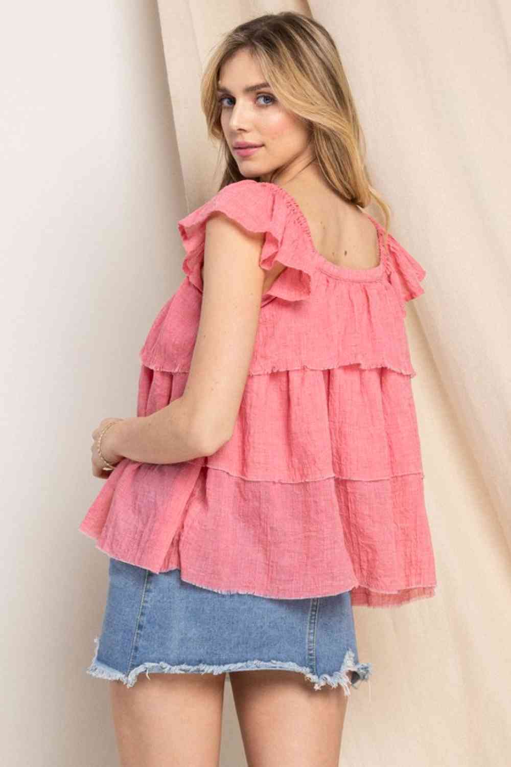 Buttoned Ruffled Top