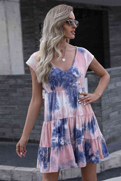 Tie-Dye Ruffle Hem Dress