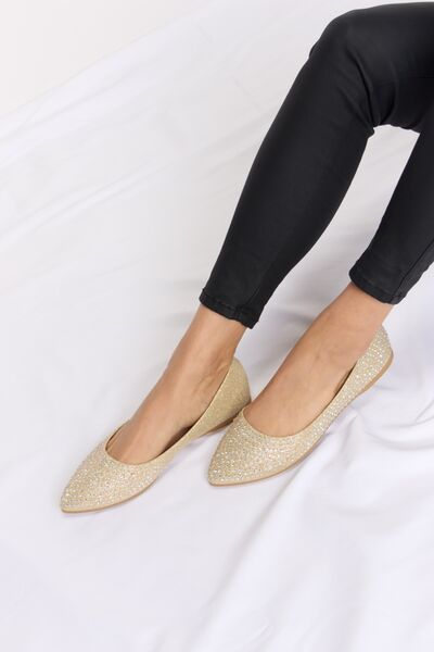 Rhinestone Point Toe Flat Slip-Ons