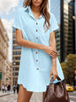 Pocketed Button Up Short Sleeve Dress