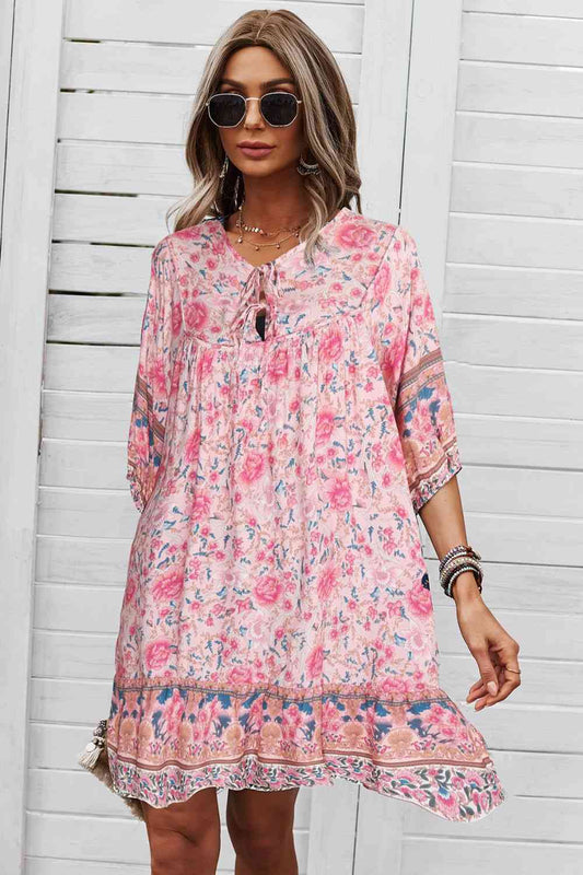 Bohemian Tie Neck Dress