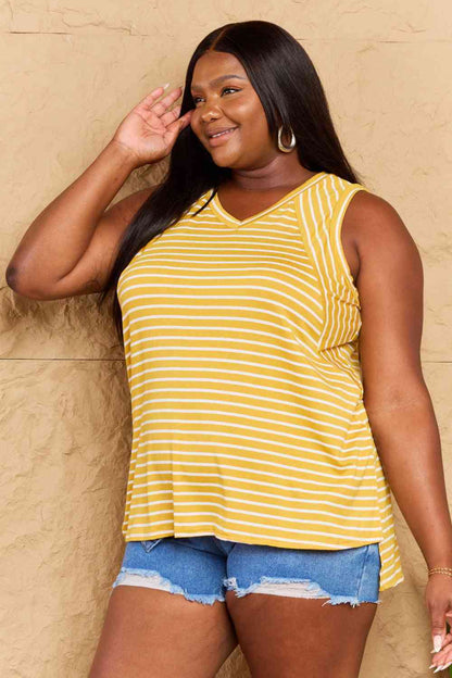 Striped Sleeveless V-Neck Top