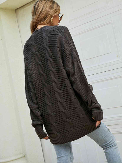 On The Go Open Front Dropped Shoulder Longline Cardigan