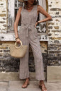 Printed Tie Front Sleeveless Jumpsuit