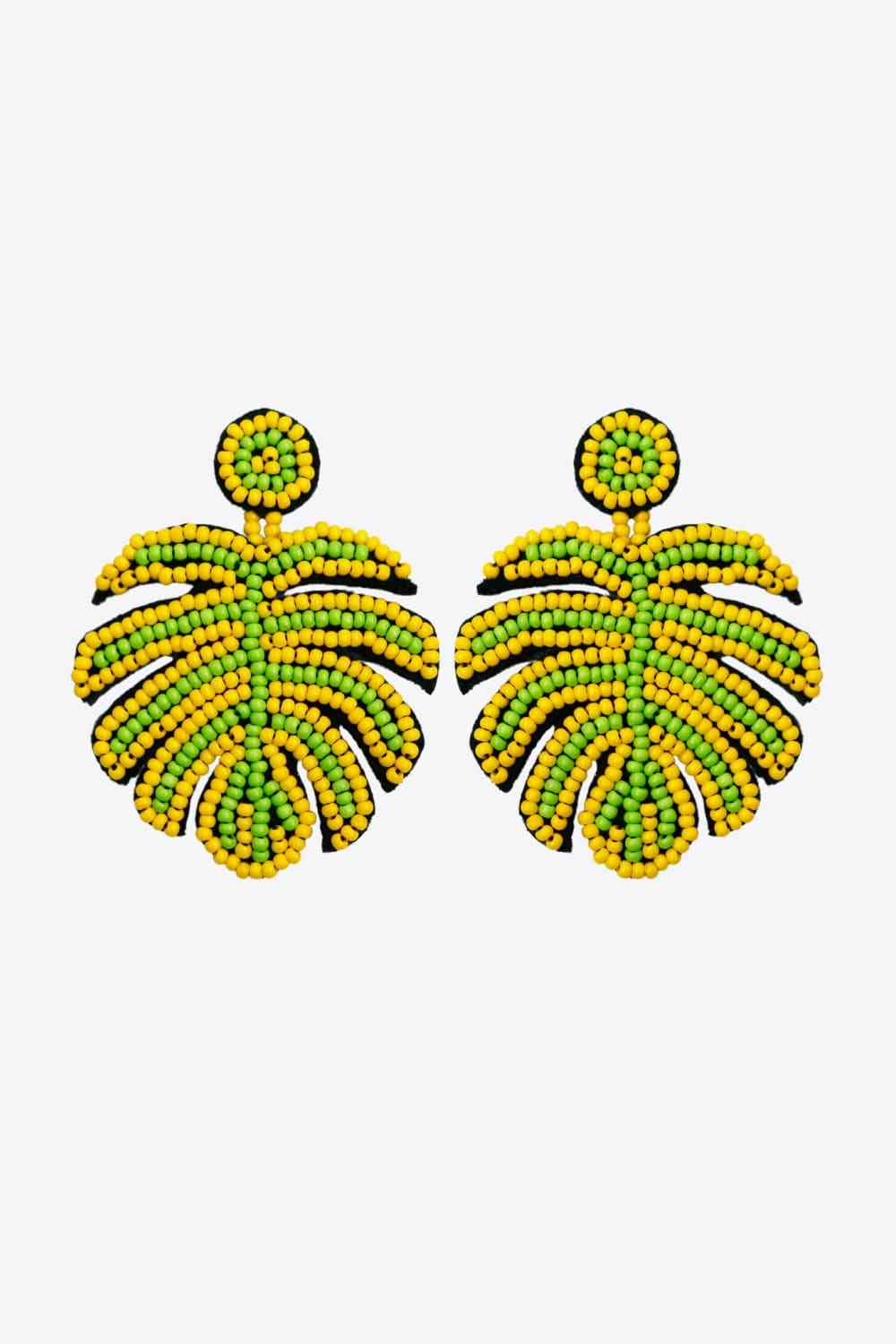 Beaded Banana Leaf Earrings